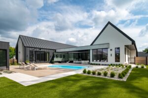 Modern house with pool and patio